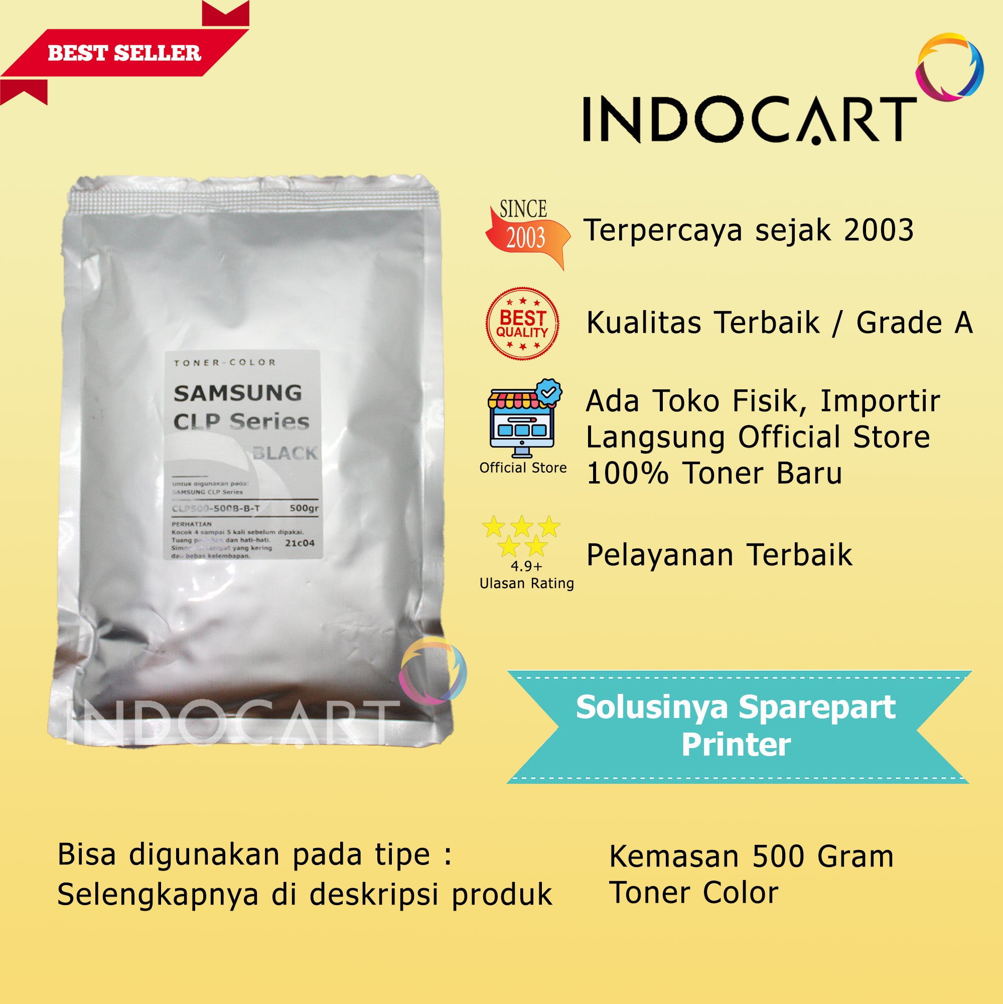 Serbuk Toner Warna Jepang-Samsung CLP 300 350 500 510 550 600 650 660 CLX 2160 3160-500gr