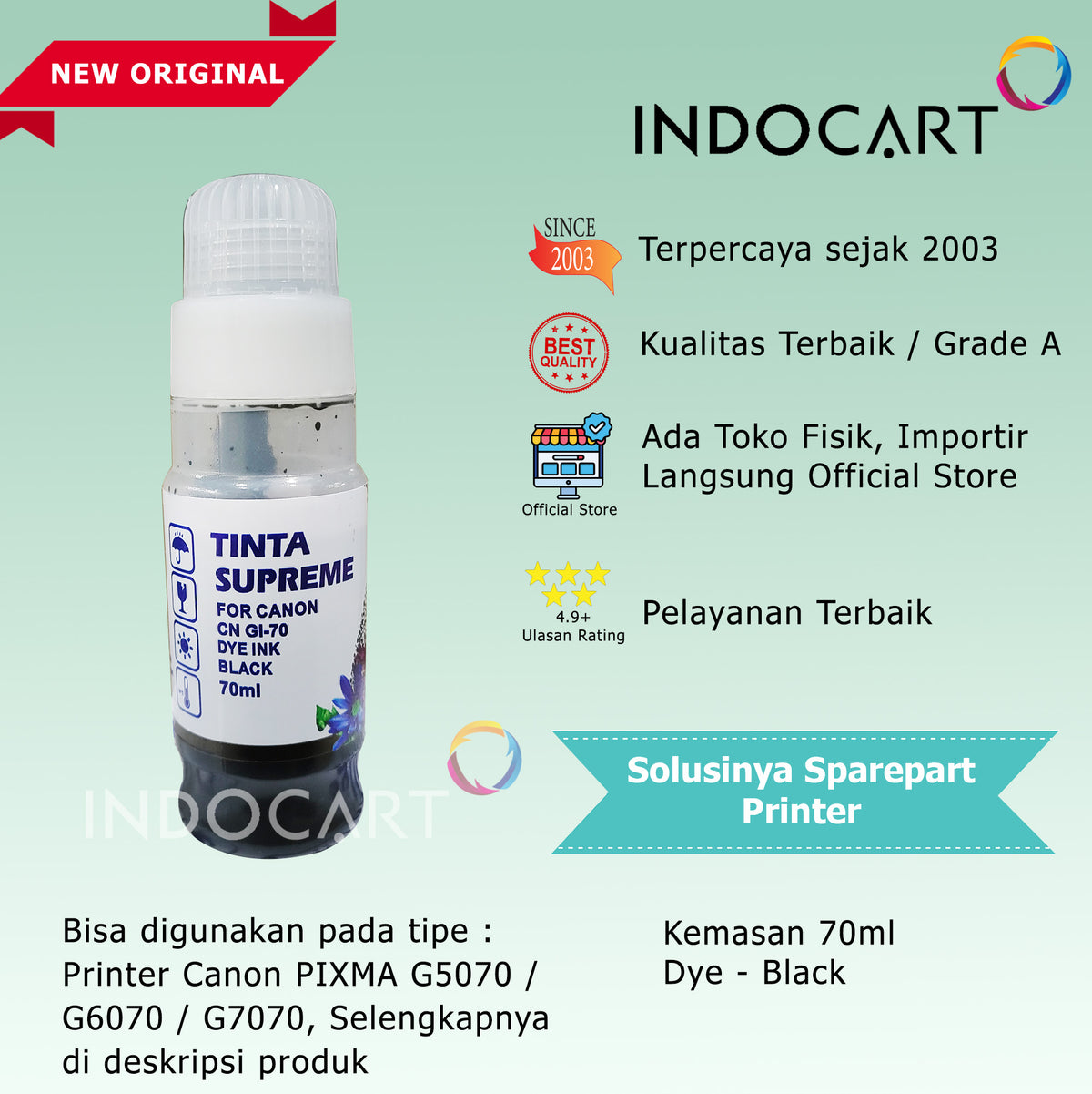 Tinta Supreme Canon GI 70 GI70 Compatible Dye Ink-Canon G5070 G6070 G7070 GM2070 GM4070-70ml