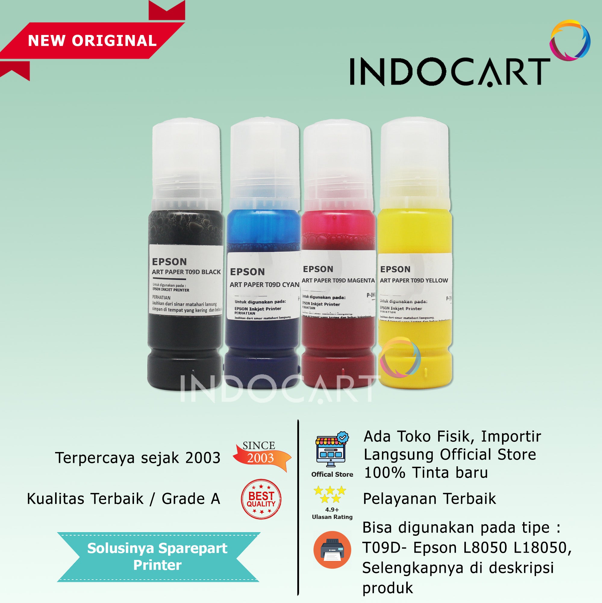IndoCart Tinta Premium Refill Printer Epson 001 003 008 057 Art Paper Ink-70ml