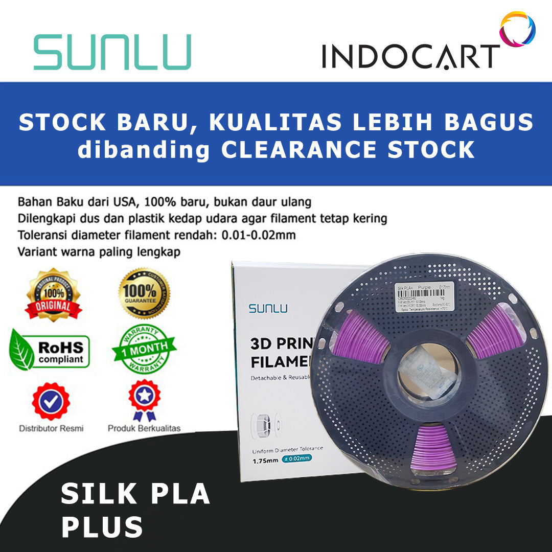 3D Printer Filament SUNLU Silk PLA Plus Glossy Finish Neat winding 1.75mm 1Kg