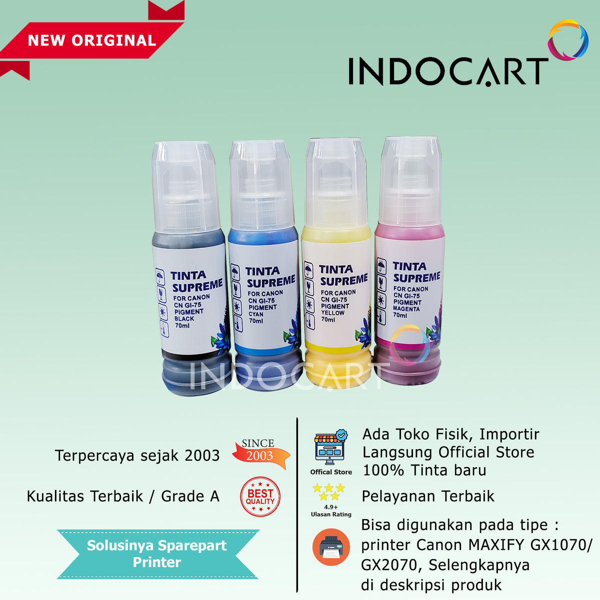Tinta Supreme Canon GI-75 GI75 Compatible Pigment Ink-Canon GX1070 GX2070-70ml