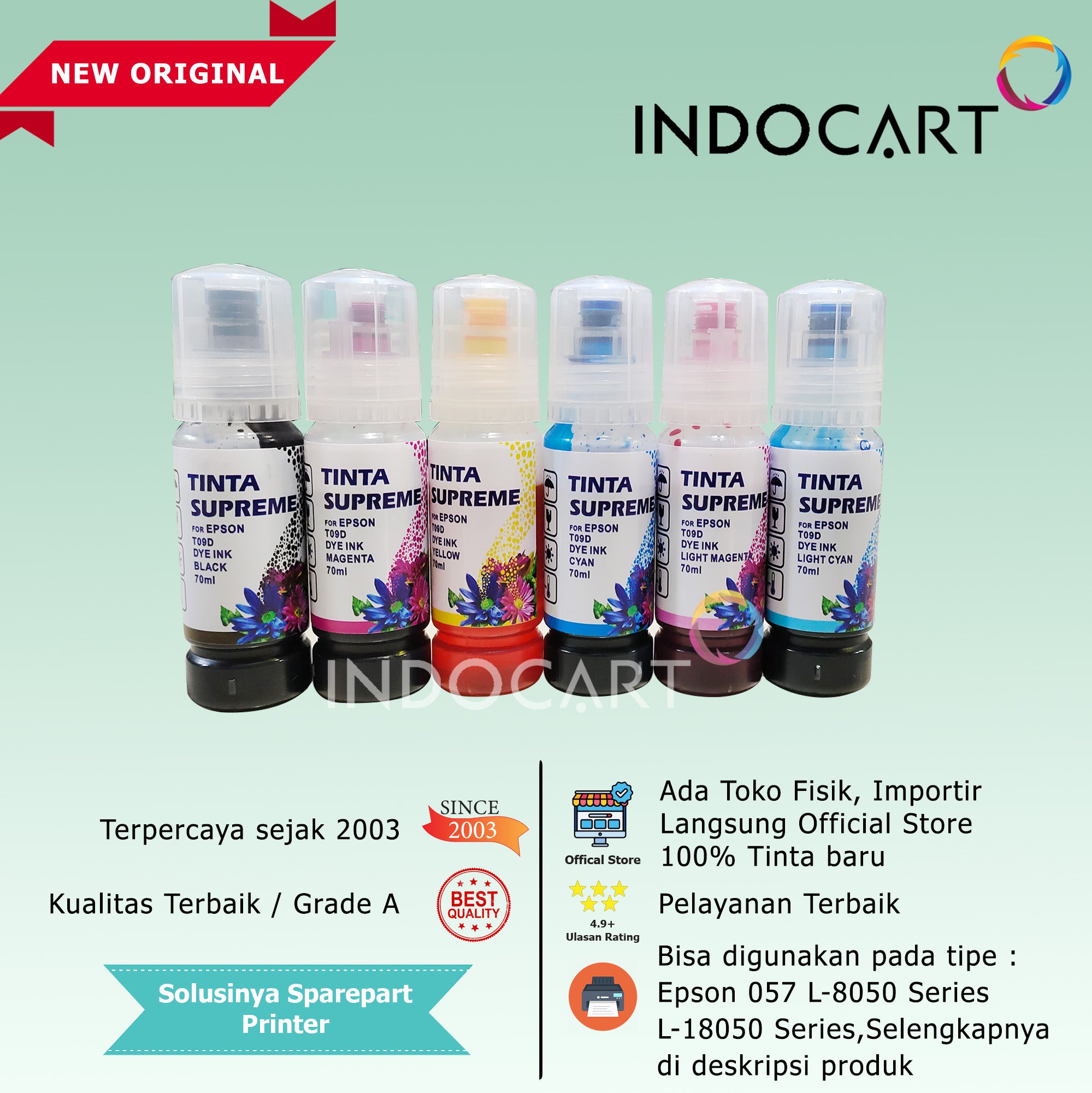 IndoCart Tinta Refill Printer Epson 057 6CL L8050 L18050 T09D 70ml