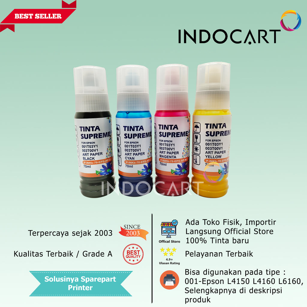 IndoCart Tinta Refill Printer Epson 001 003 008 T09D 057 6CL 70ml