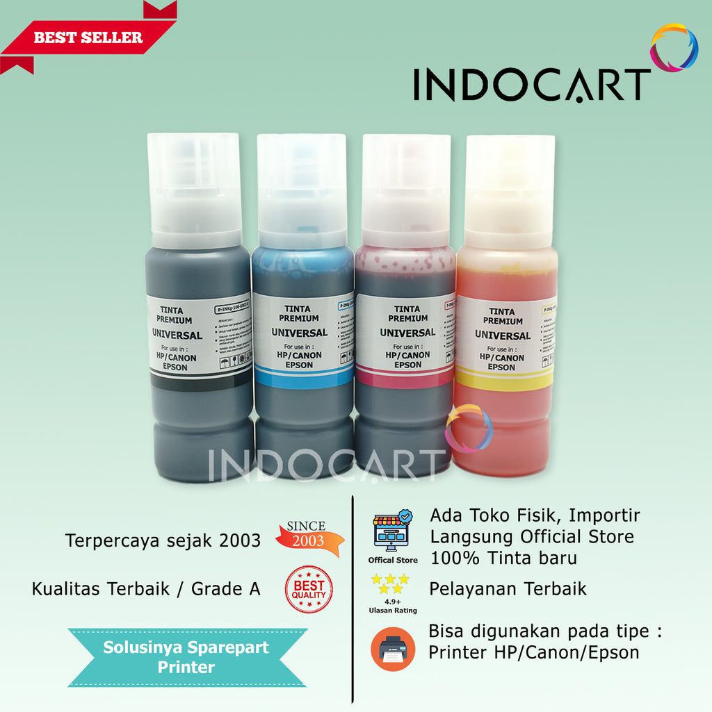 IndoCart Tinta Refill Universal Printer Dye base 100ml Female Cap