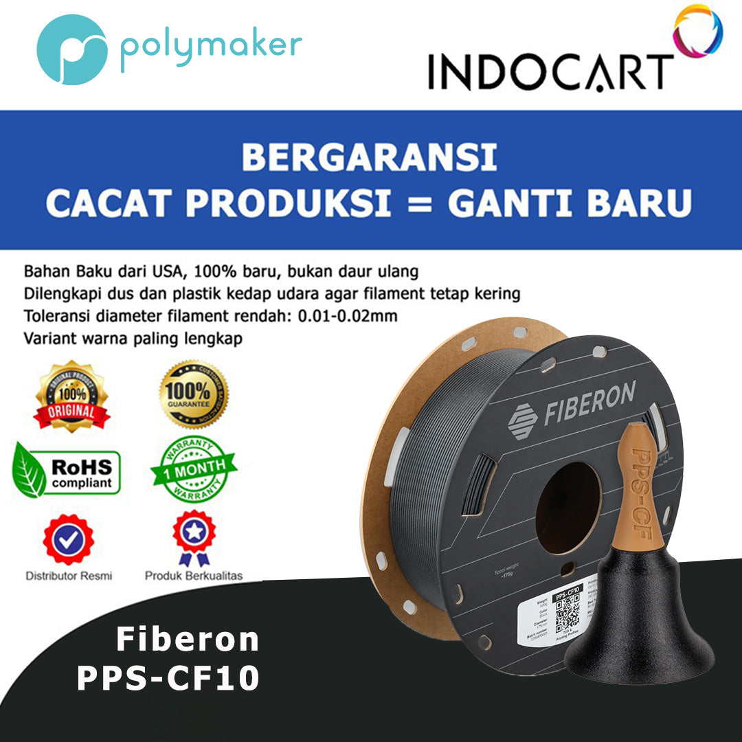 3D Printer Filament PolyMaker Fiberon PPS-CF10 Carbon Fiber PPS/Polyphenylene Sulfide Filament 1.75mm 500gr