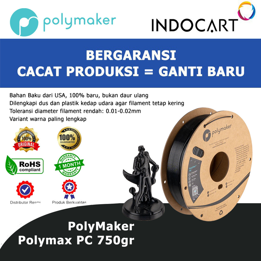 3D Printer Filament PolyMaker PolyMax PC PolyCarbonate 1.75mm 750gr