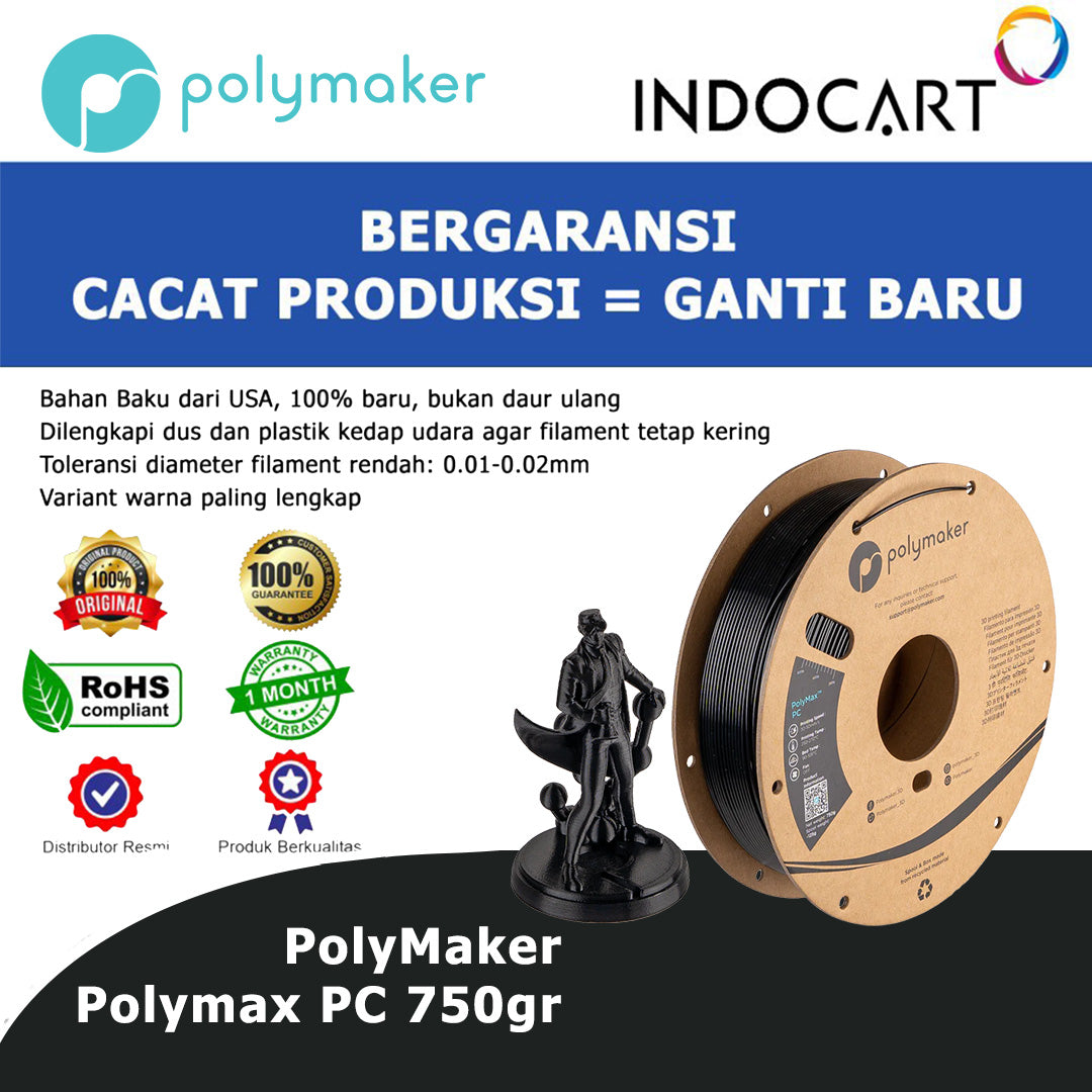 3D Printer Filament PolyMaker PolyMax PC PolyCarbonate 1.75mm 750gr