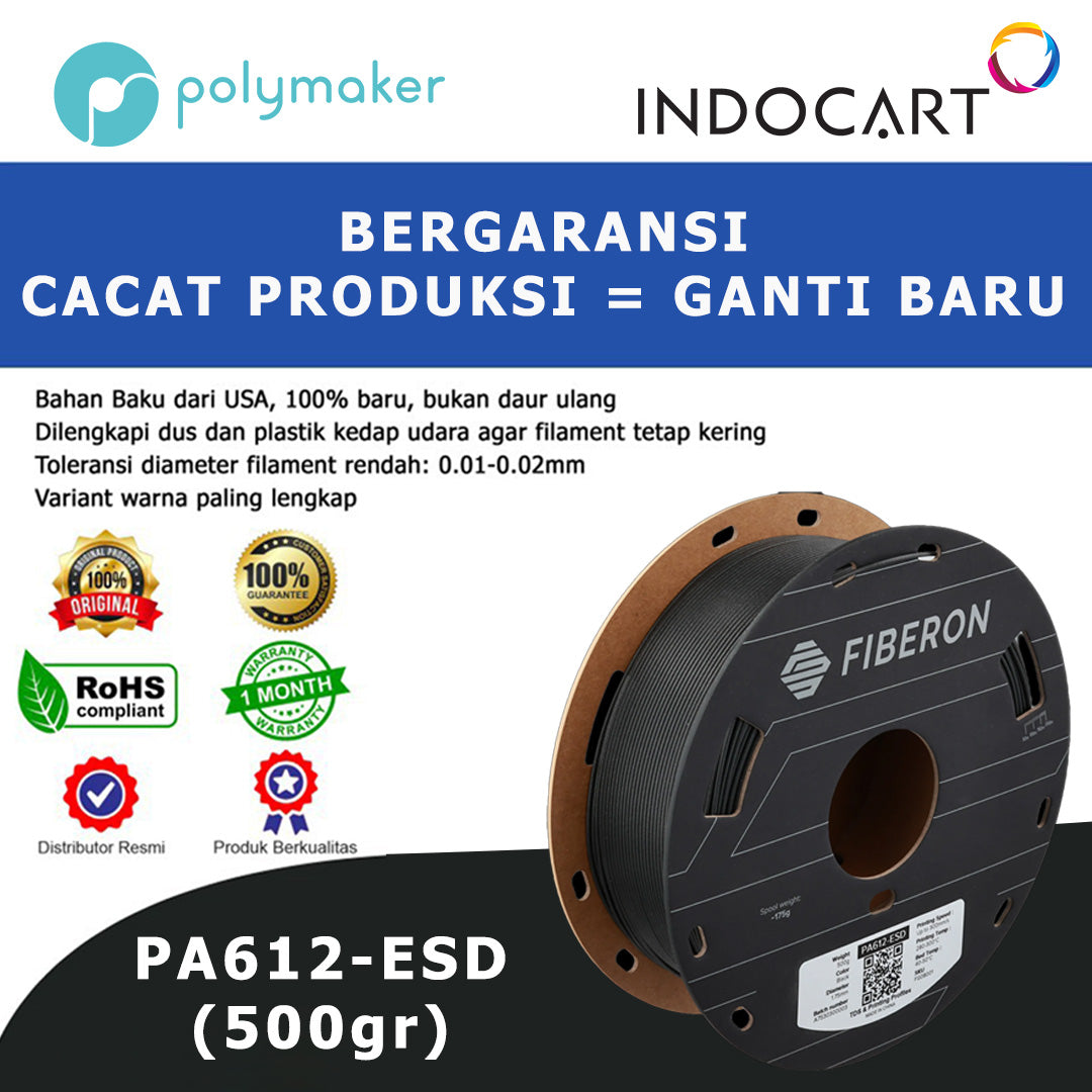 3D Printer Filament PolyMaker Fiberon PA612 ESD Filament Engineered with Carbon Nanotubes Black 1.75mm 500gr