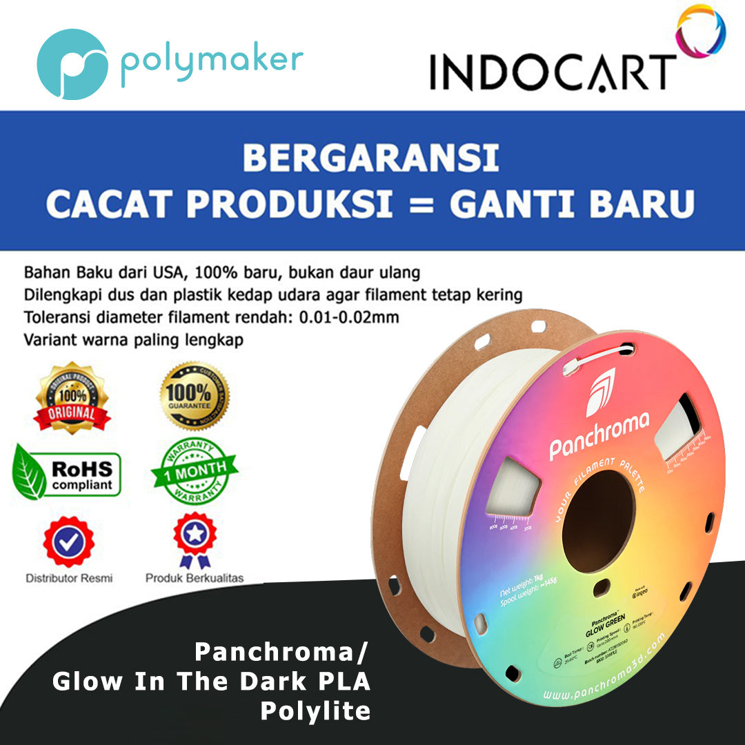 3D Printer Filament PolyMaker PolyLite PLA Glow In The Dark 1.75mm 1Kg
