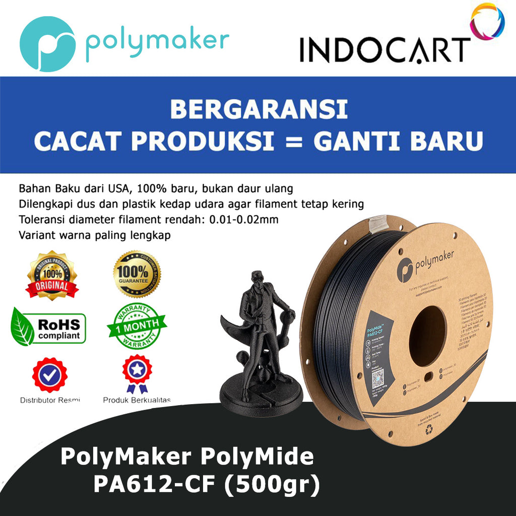 3D Printer Filament PolyMaker PolyMide PA612 CF Carbon Fiber Reinforced 500gr-Black