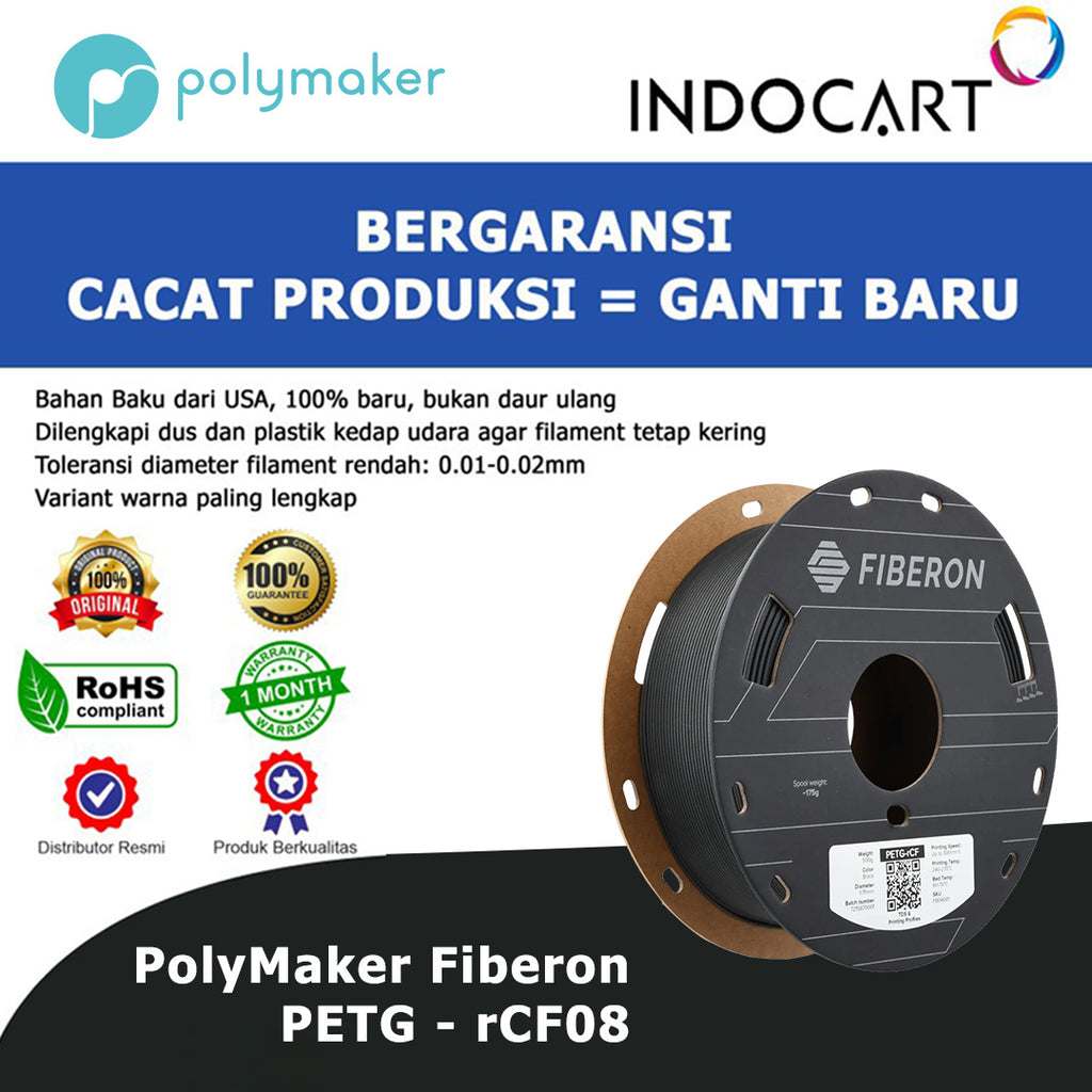 3D Printer Filament PolyMaker Fiberon PETG-rCF08 Carbon Fiber Reinforced PETG Filament 1.75mm 500gr