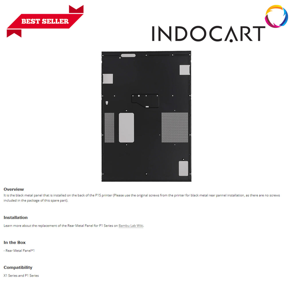 3D Printer Parts BambuLab Rear Metal Panel P1S