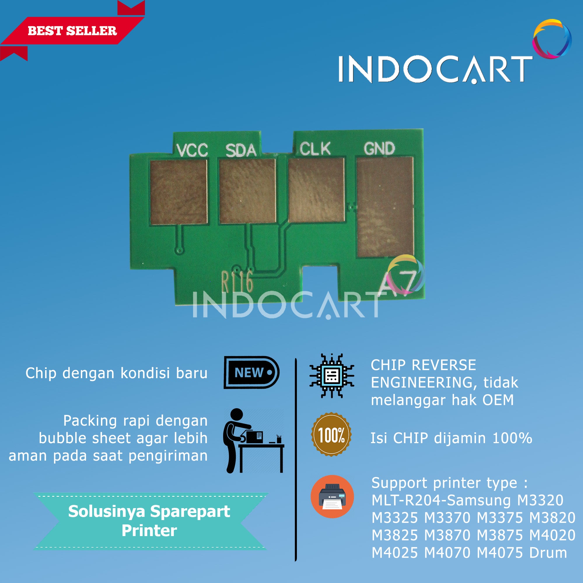 Chip MLT-R204-Samsung M3320 M3325 M3370 M3375 M3820 M3825 M3875 M4025 M4075 Drum-30K