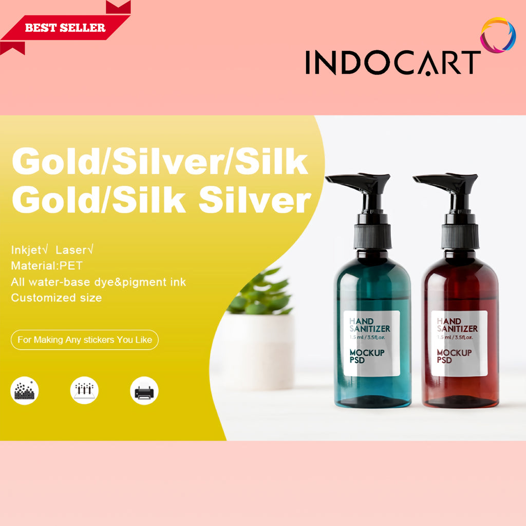 IndoCart Sticker Pet Vinyl Glossy Silver-A4-20s