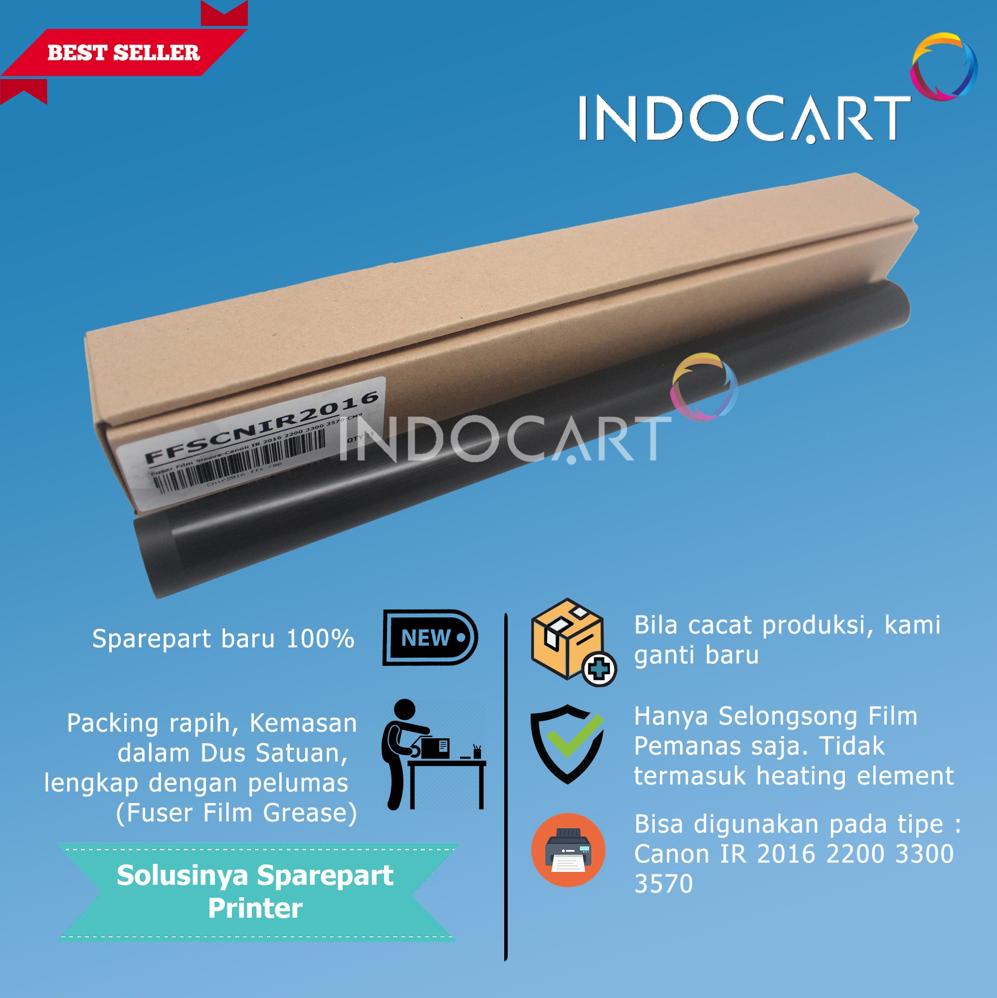 Fuser Film Sleeve-Canon IR 1600 2000 2010 2016 2018 2020 2022 2025 2030 2316 2318 2420 2422-CMP
