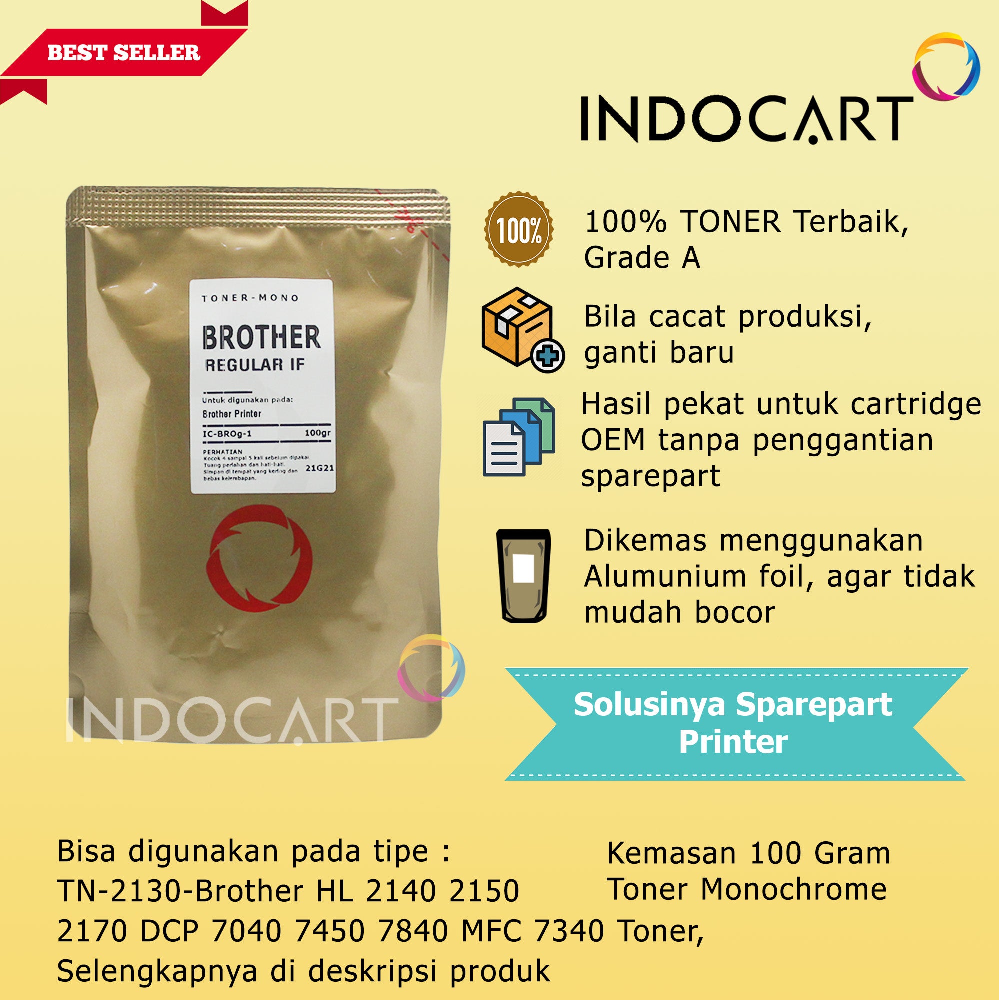 Serbuk Toner Regular TN-8000 TN-B022 TN-B027-HL 2080 2100 DCP 7535 7620 Fax 8070 MFC 9000
