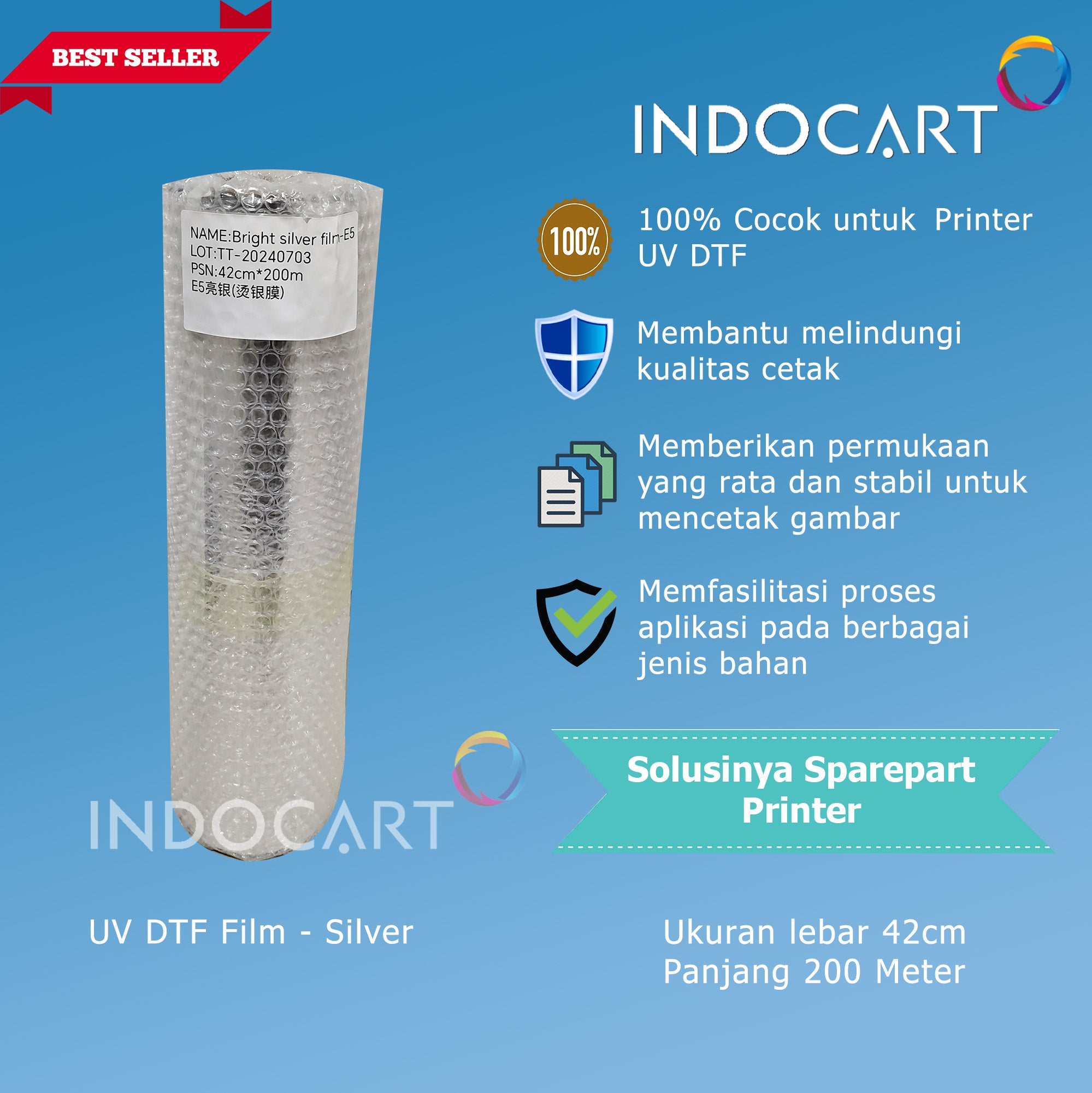 PET Film UV DTF Silver Premium High Quality