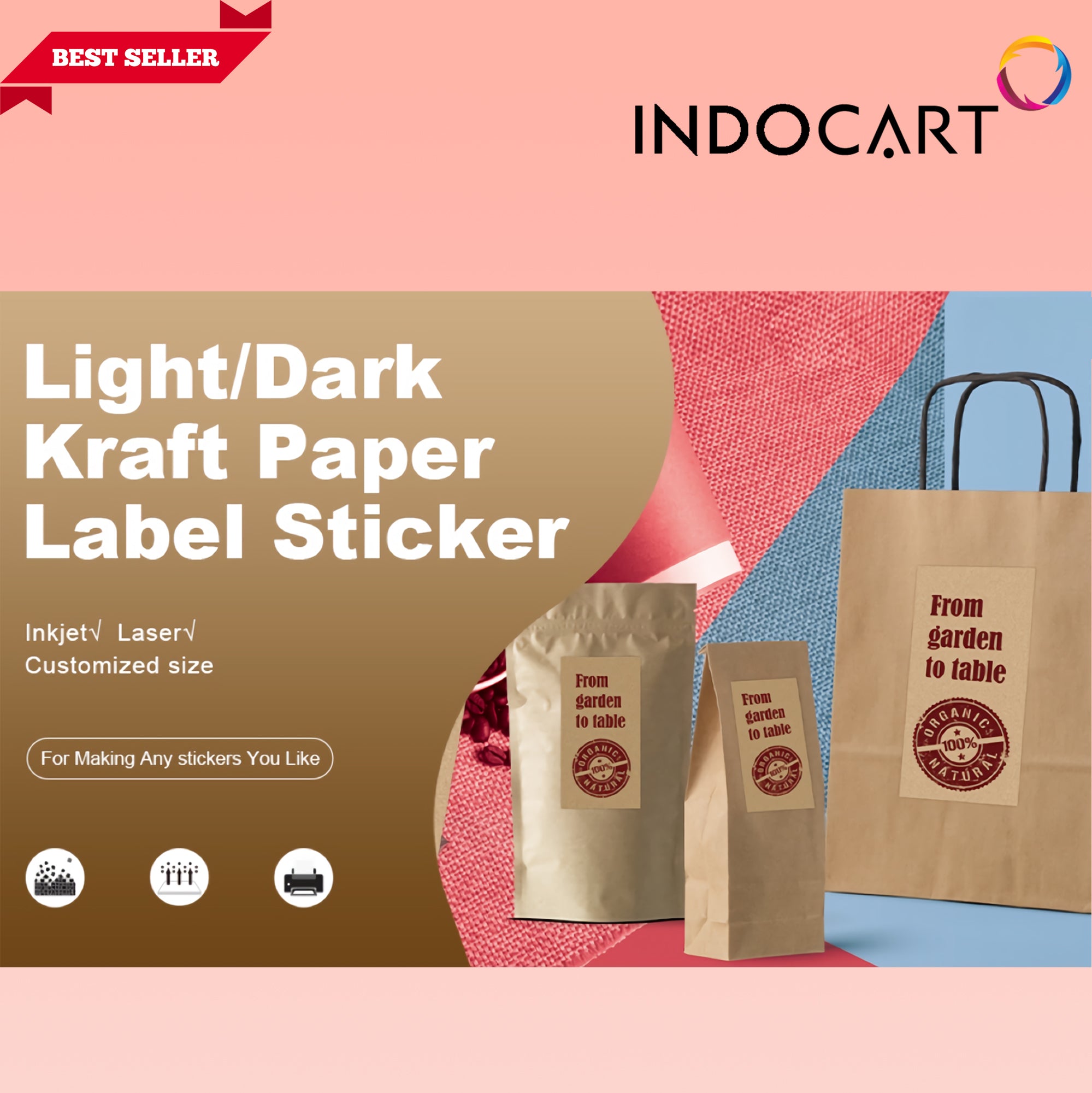 IndoCart Sticker Kraft Paper Dark-A4-20s