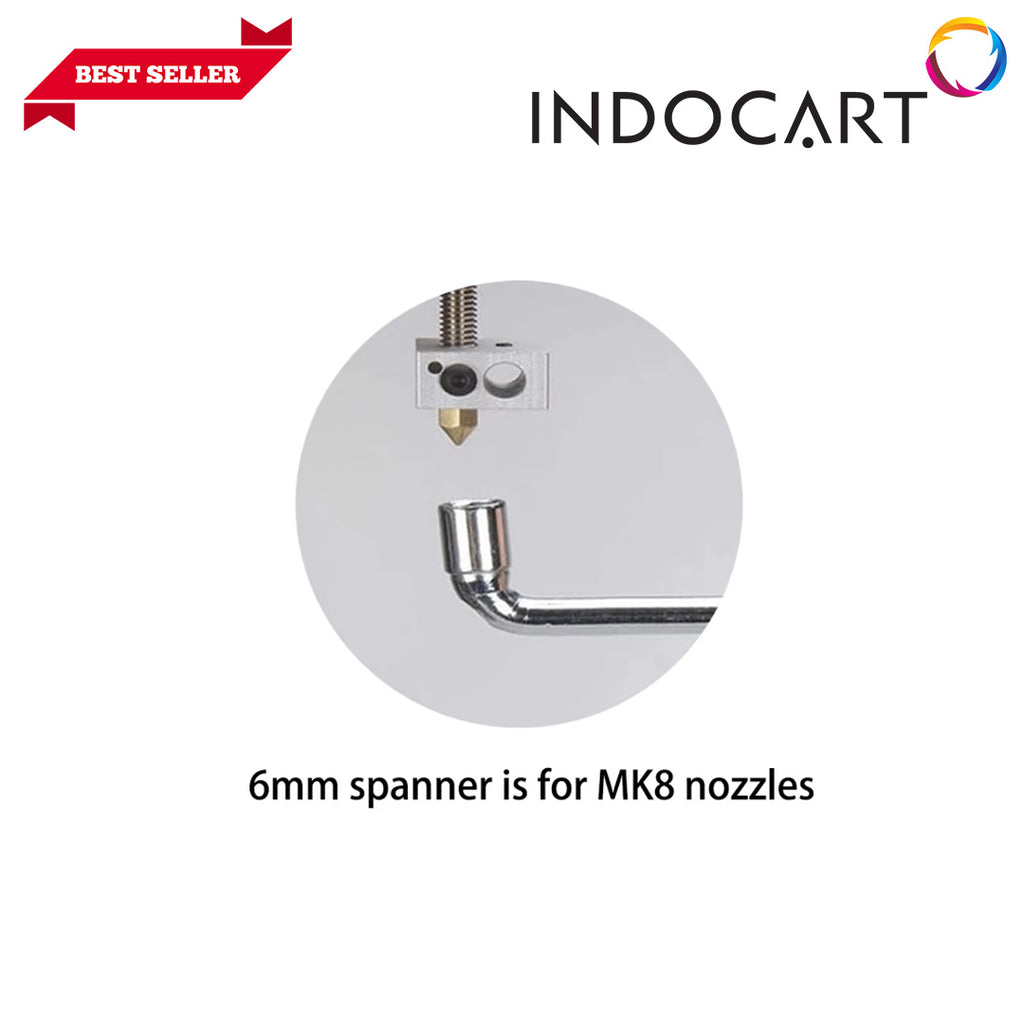 3D Printer Tools Compatible L Shaped Screw Nut Wrench for MK8 Nozzle-6mm