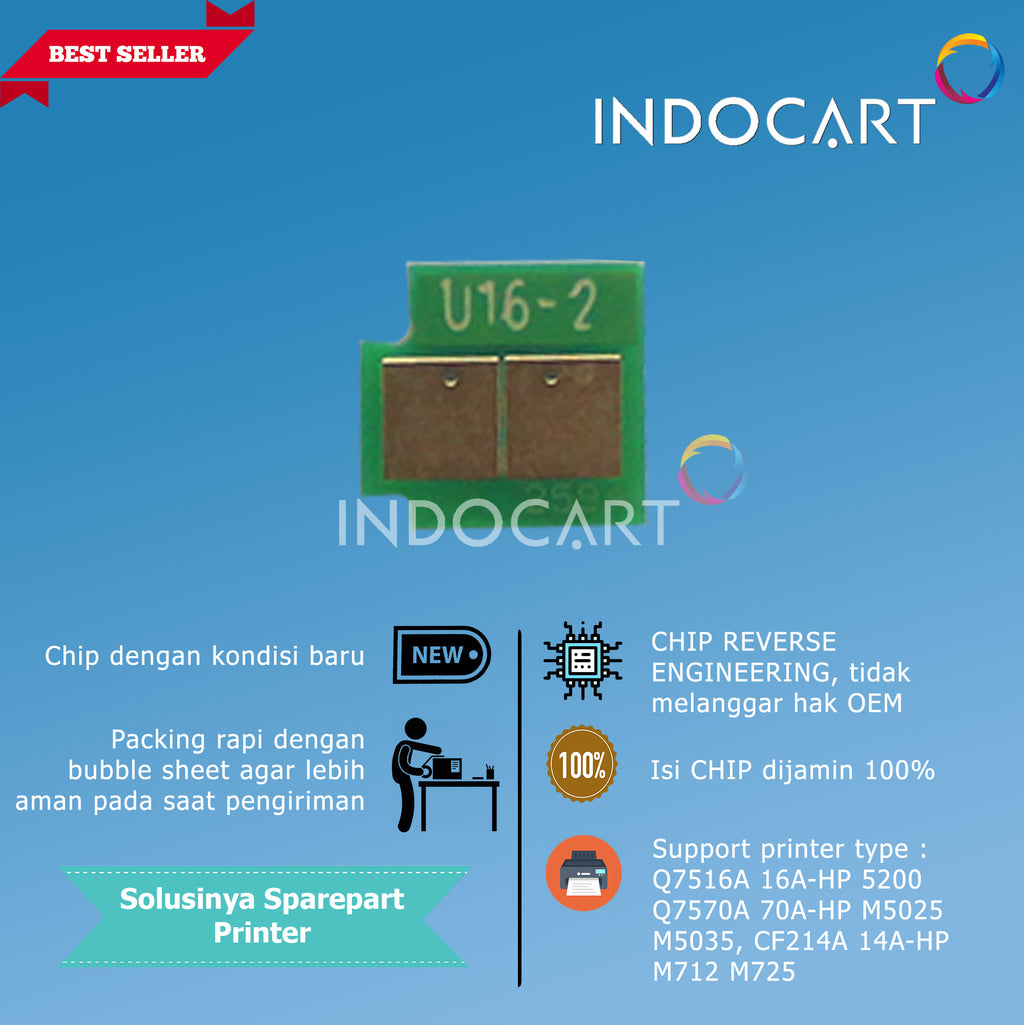 Chip Toner Universal U16 Q7516A 16A Q7570A 70A CF214A 14A-HP 5200 M5025 M5035 M712 M725