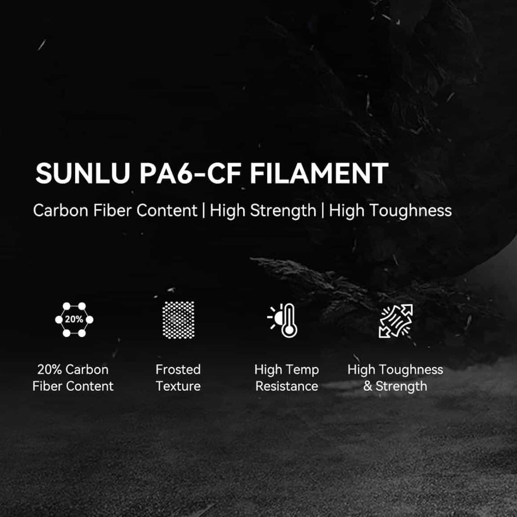 3D Printer Filament SUNLU PA6 Carbon Fiber, Stiff & Strong Heat Resistant Filament 1.75mm 1Kg
