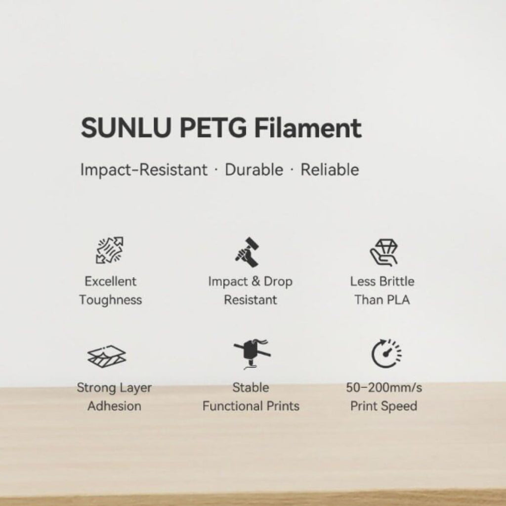 3D Printer Filament SUNLU PETG Excellent Layer Adhesion and High Impact Strength 1Kg