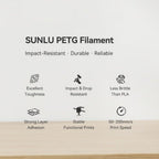 3D Printer Filament SUNLU PETG Excellent Layer Adhesion and High Impact Strength 1Kg