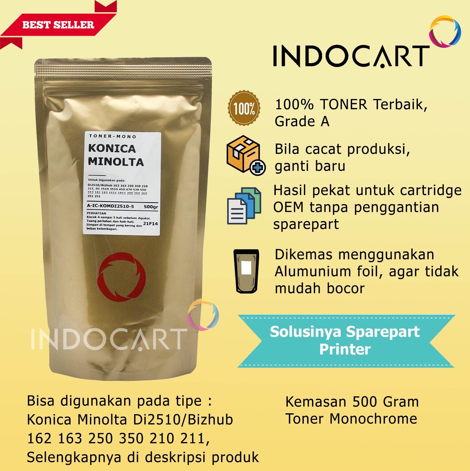 Serbuk Toner Konica Minolta-Di2510 Bizhub 162 163 250 350 210-500gr