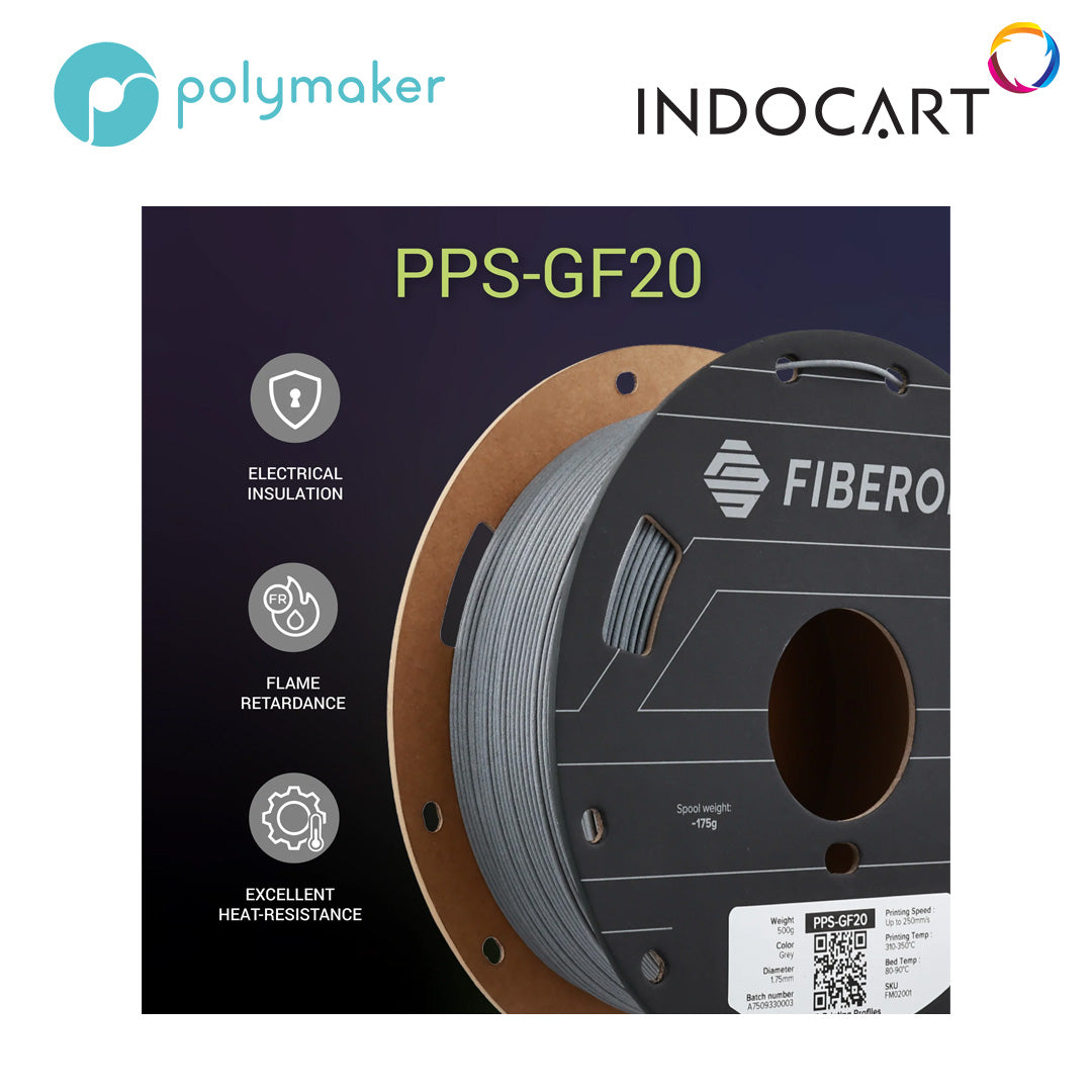 3D Printer Filament PolyMaker Fiberon PPS GF20 Glass Fiber Polyphenylene Sulfide Grey 1.75mm 500gr