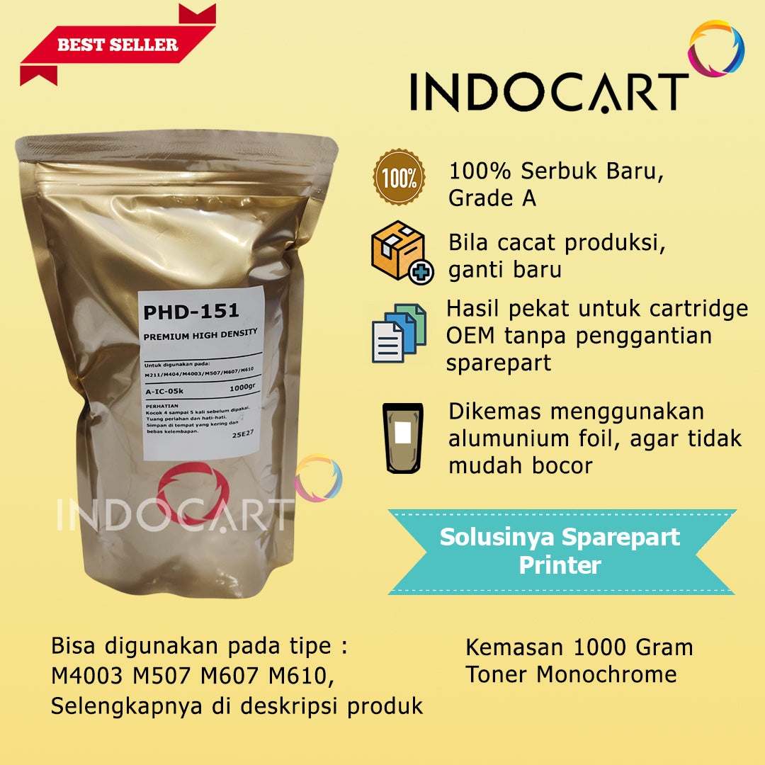 Serbuk Toner PHD 151-136A 136X 76A 76X 151A 151X 89A 37A 147A-HP LJ M211 M404 M4003 M507-1kg