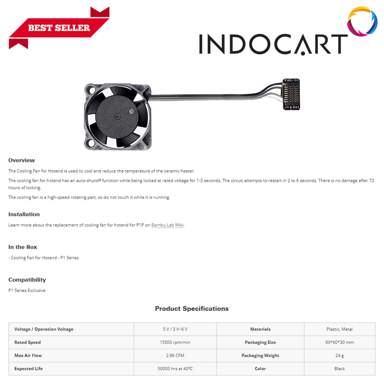 3D Printer Parts BambuLab Cooling Fan for Hotend BambuLab P1 Series