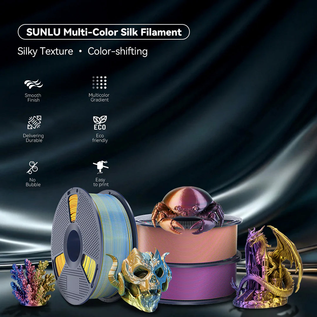 3D Printer Filament SUNLU Silk PLA Plus Dual Color with Smooth Surface and 2 Vibrant Colors 1.75mm 1Kg