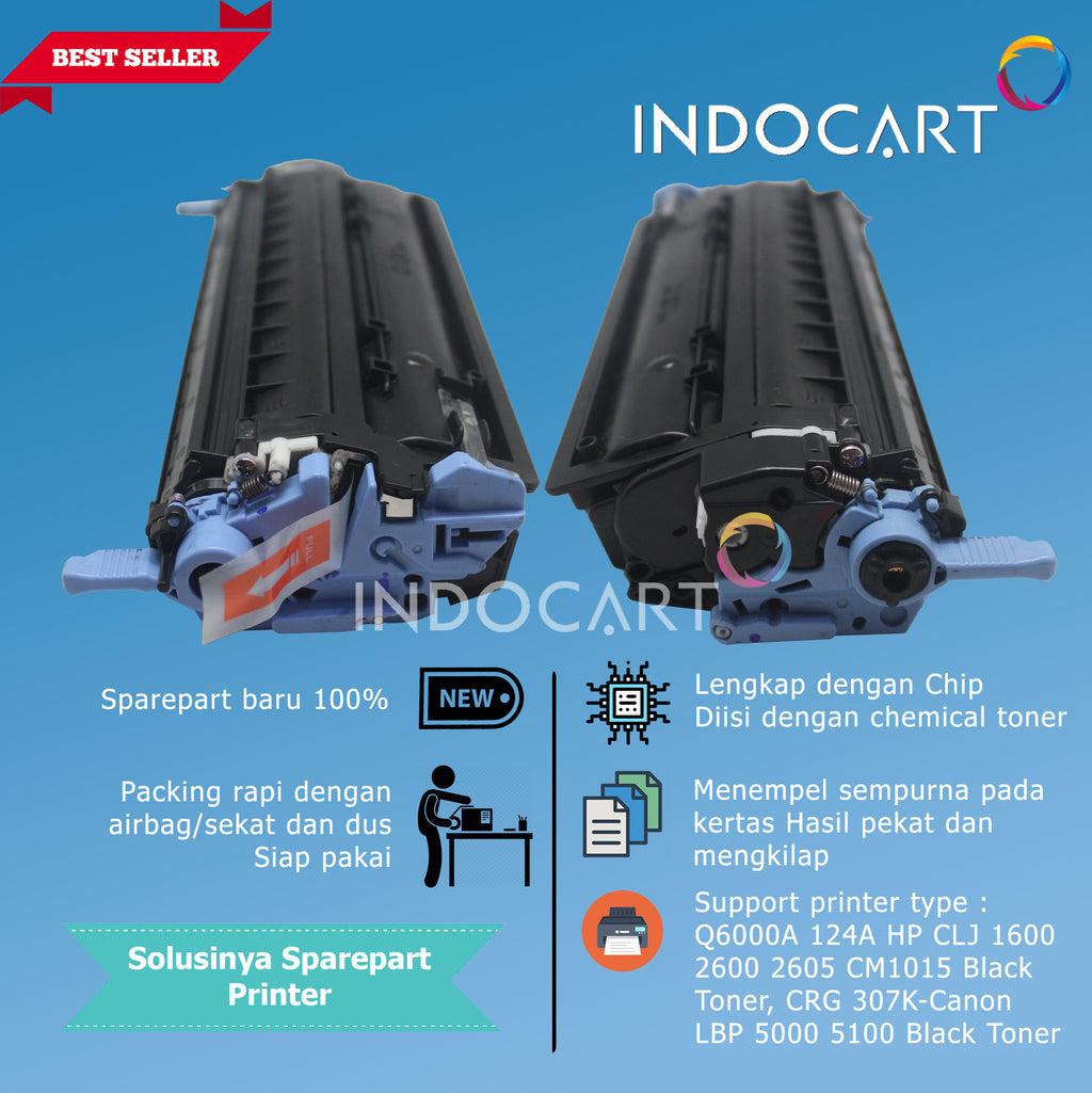 Toner Cartridge Compatible Q6000A Q6001A Q6002A Q6003A 124A-HP CLJ 1600 2600 2605 CM1015