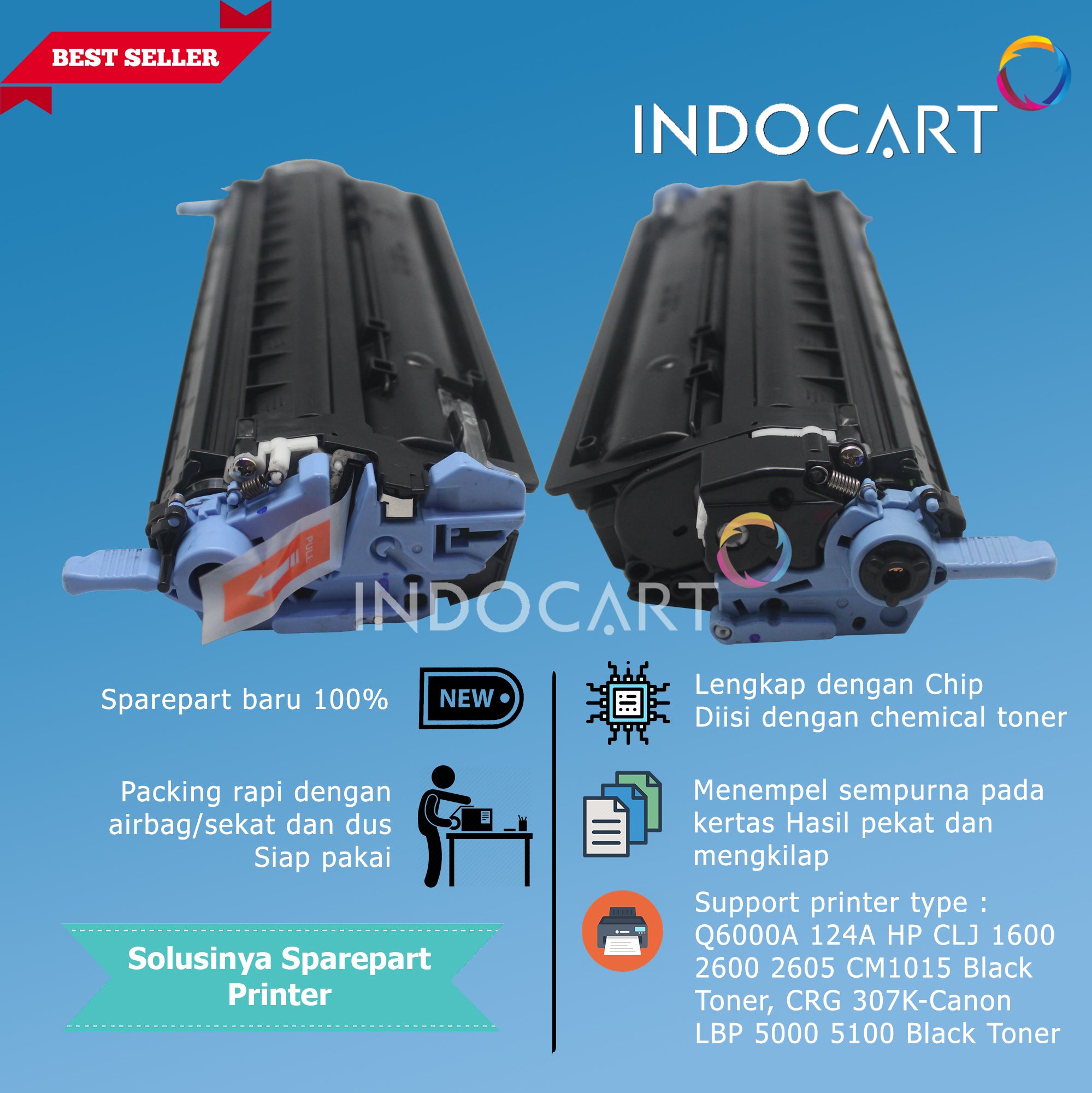 Toner Cartridge Compatible Q6000A Q6001A Q6002A Q6003A 124A-HP CLJ 1600 2600 2605 CM1015