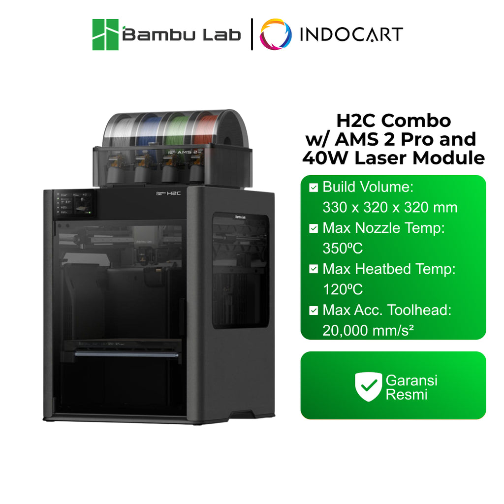 3D Printer BambuLab H2C Combo Multi Material 3D Printing and Laser Cutting Engraver with Vortek Hotend Change System