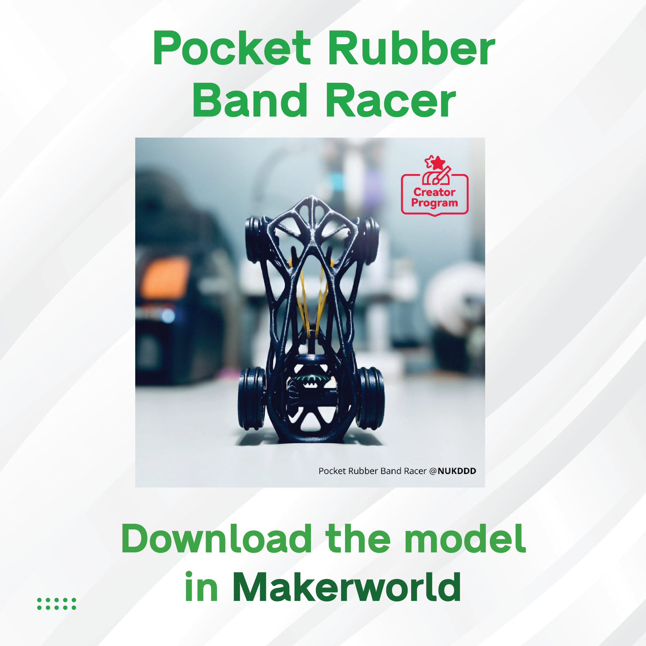 3D Maker's Supply Parts BambuLab Pocket Rubber Band Racer