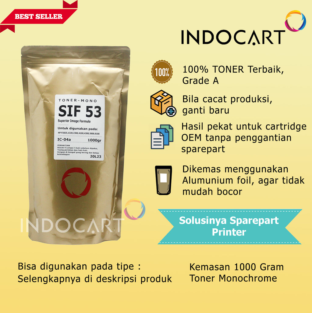 Serbuk Toner SIF-53 53A 05A 51A 55A 70A-HP P2014 P2035 P3005 P3015 M521 M2727 M5025-1Kg