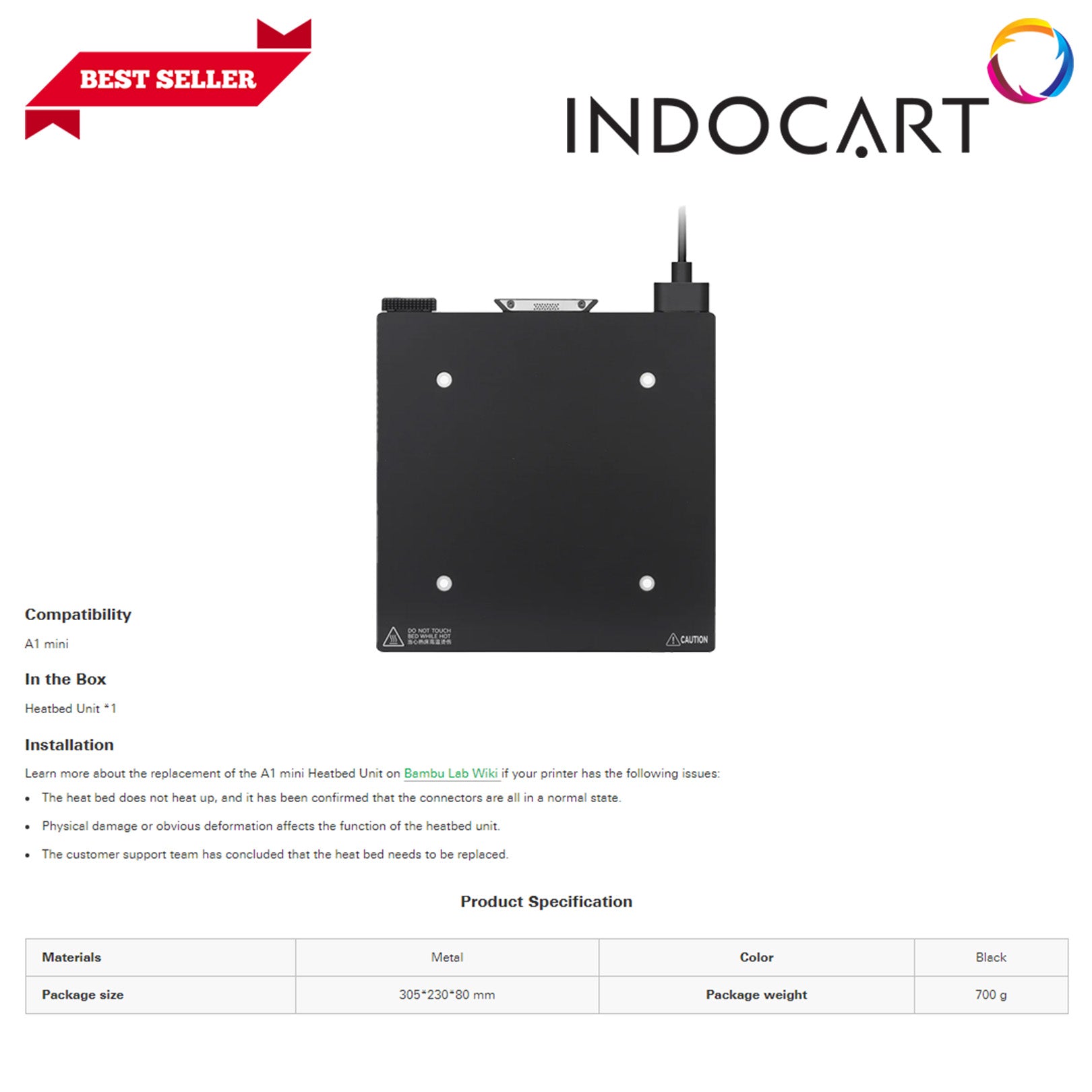 3D Printer Parts BambuLab Heatbed Unit A1 Mini