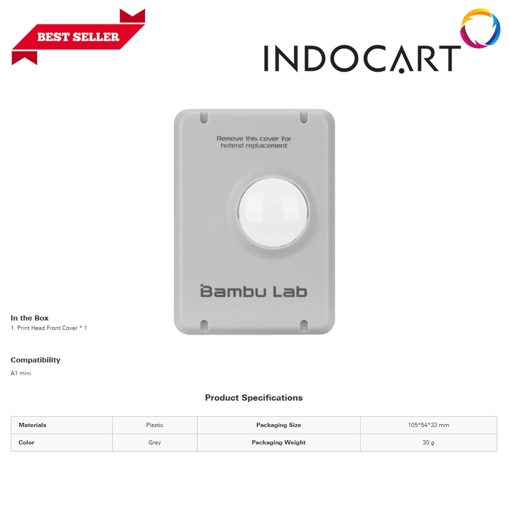3D Printer Parts BambuLab Print Head Front Cover A1 Series
