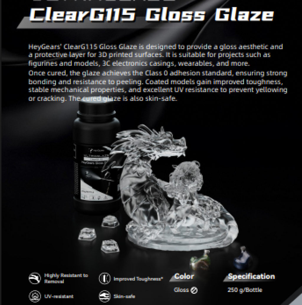 3D Printer Resin HeyGears UltraGlaze Clear G115 Gloss V1.0-250gr