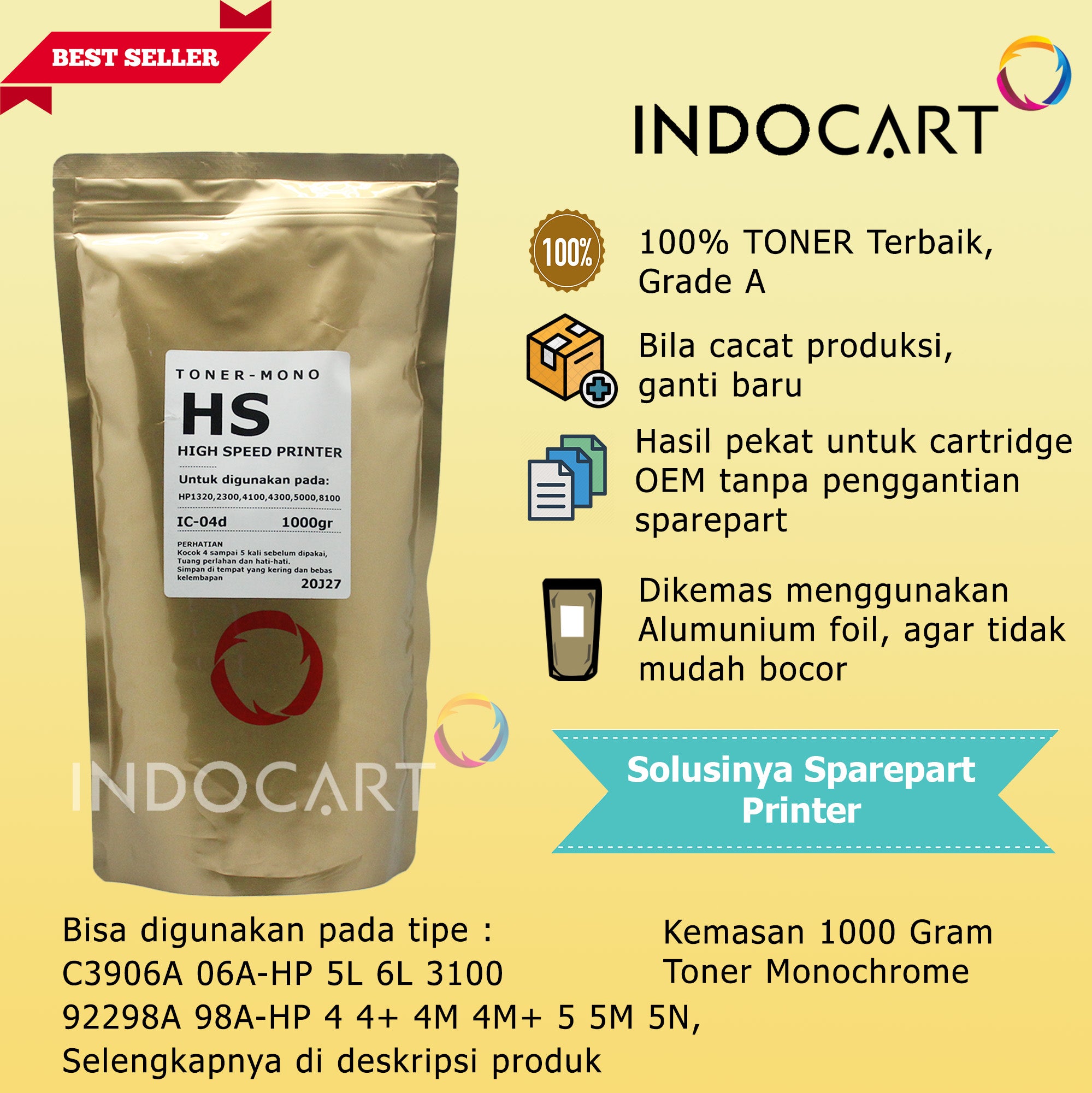 Serbuk Toner HS FX9 FX10 CRG 104-Canon L100 120 140 160 MF-4100 4200 4600-1Kg