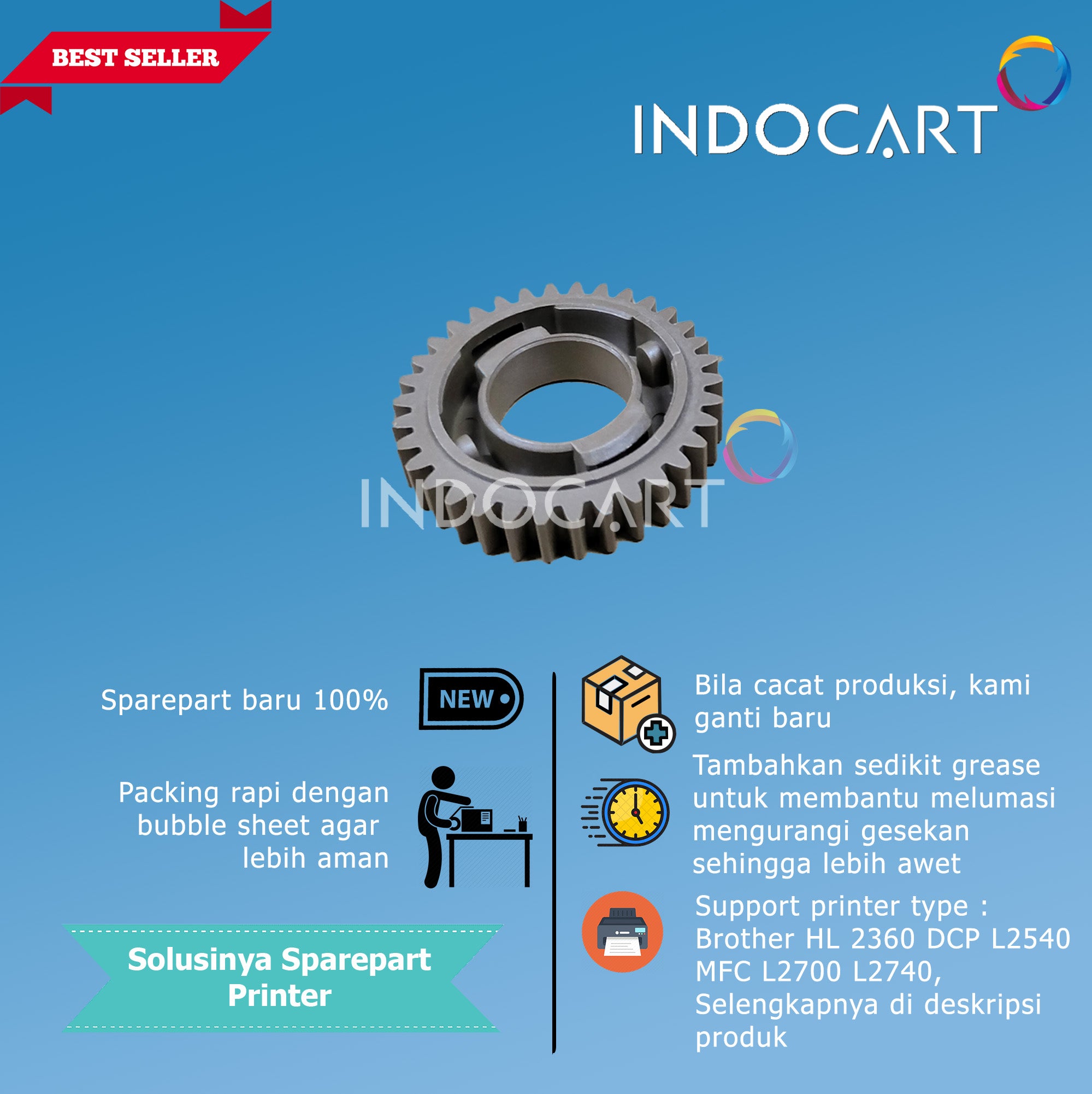 Gear 34T Pressure Roller-HL 2360 2365 DCP L2540 MFC L2700 L2740