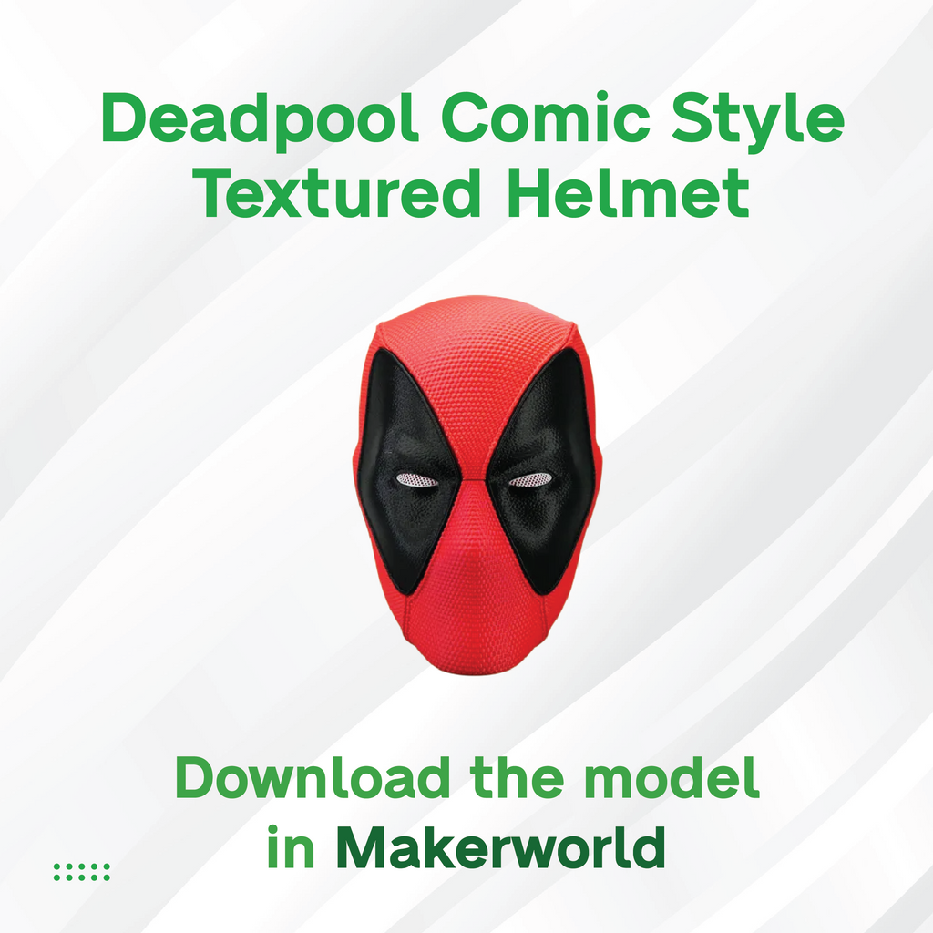3D Maker's Supply Parts BambuLab Textured Helmet Collection Deadpool Comic Style Textured Helment