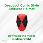 3D Maker's Supply Parts BambuLab Textured Helmet Collection Deadpool Comic Style Textured Helment
