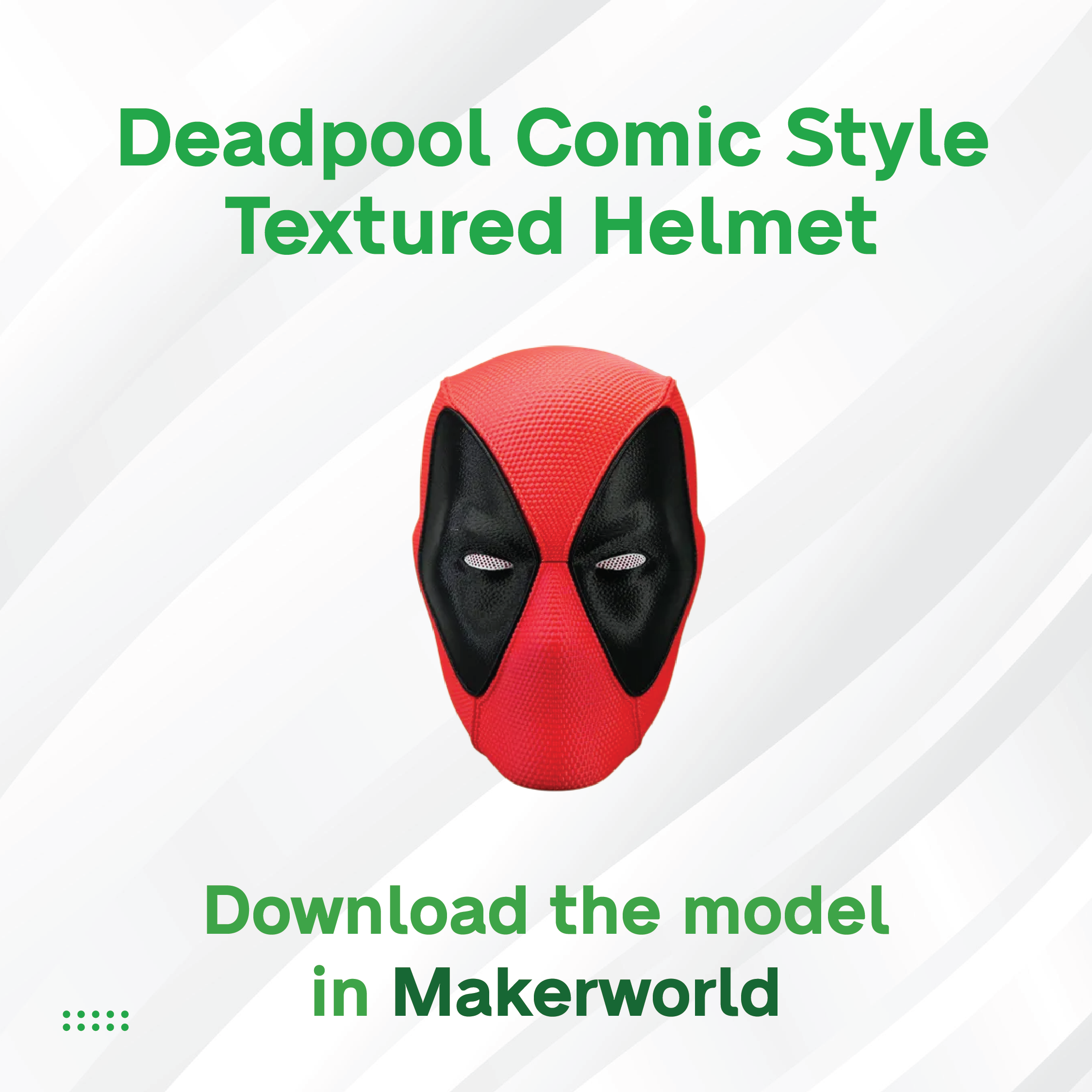 3D Maker's Supply Parts BambuLab Textured Helmet Collection Deadpool Comic Style Textured Helment