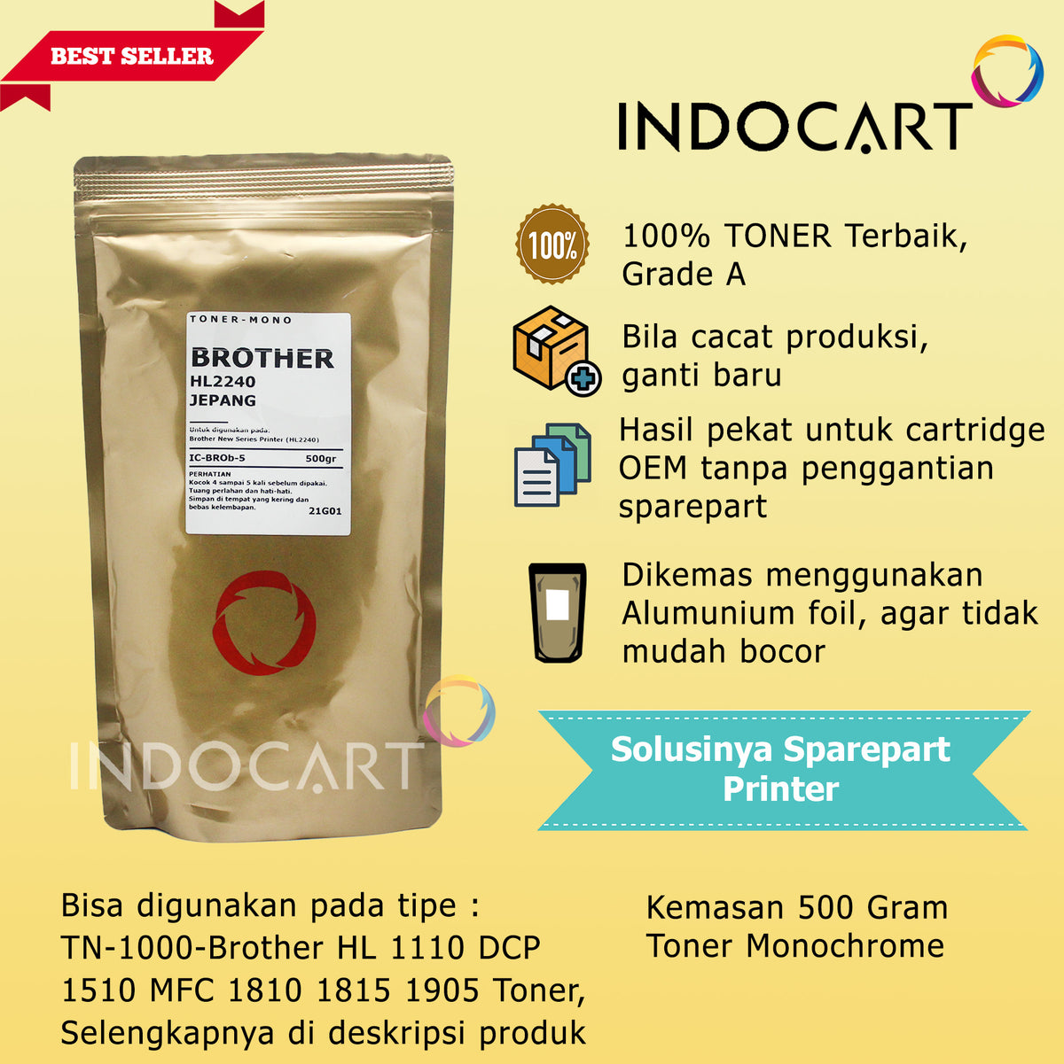 Serbuk Toner Jepang TN-8000 B022 B027-HL 2080 2100 Fax 8070 DCP 7535 MFC 7715 7810 9000