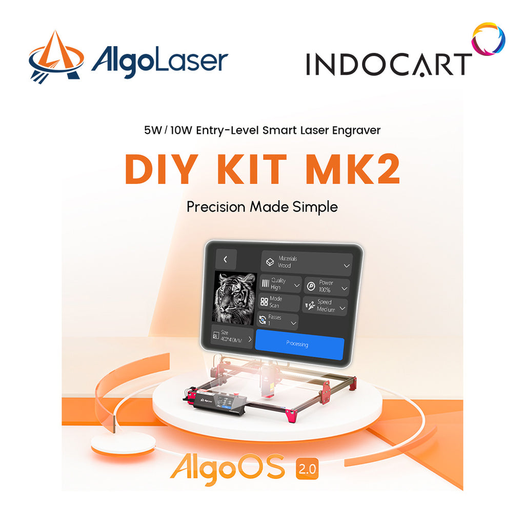 Laser Engraver/Cutting Machine AlgoLaser DIY KIT MK2 10W with Blazing Fast Engraving 12000mm/min-without Air Pump