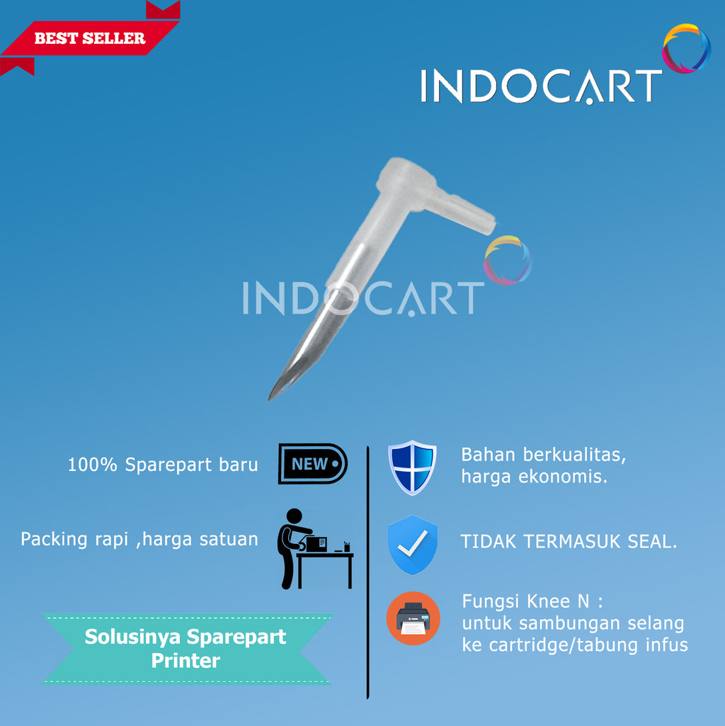 Knee L Plus Jarum-Sambungan Selang Cartridge-Infus Modif CISS HP Canon-10 Pcs
