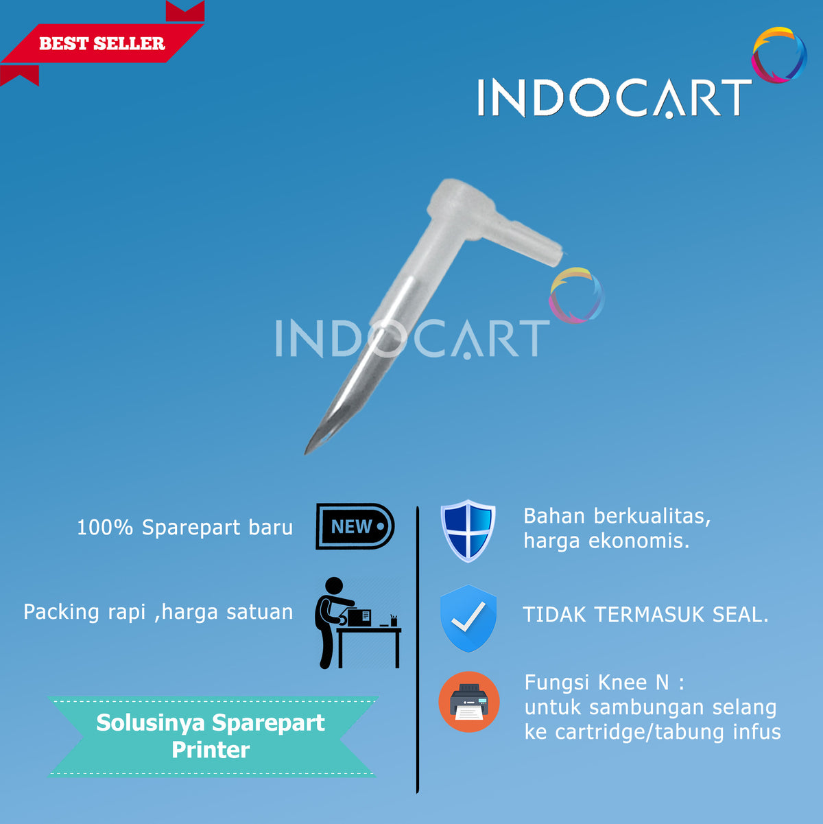 Knee L Plus Jarum-Sambungan Selang Cartridge-Infus Modif CISS HP Canon-10 Pcs