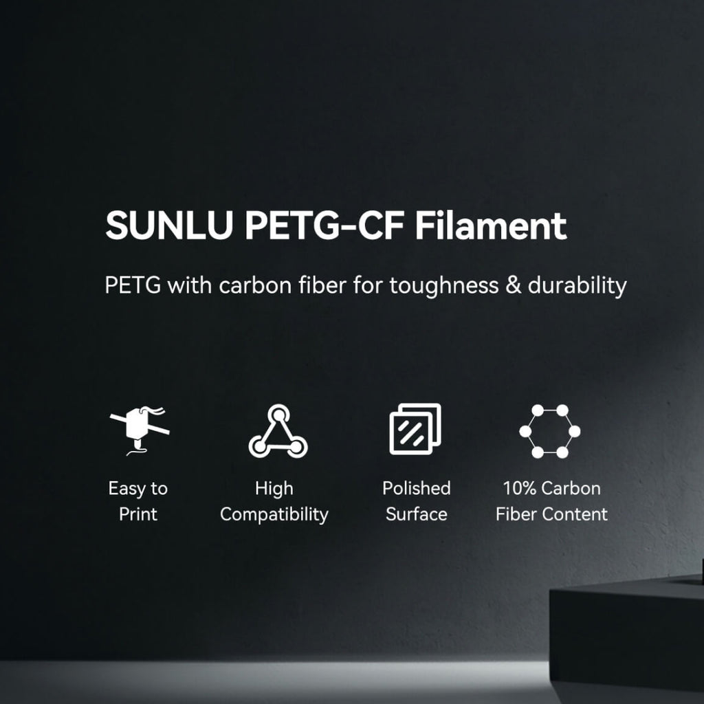 3D Printer Filament SUNLU PETG Carbon Fiber Boosts Toughness and Impact Strength PETG Filament Black 1.75mm 1kg